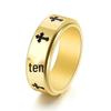 New Men's Black Stainless Steel Rotatable Cross Ring - Fashionable and Smooth Design