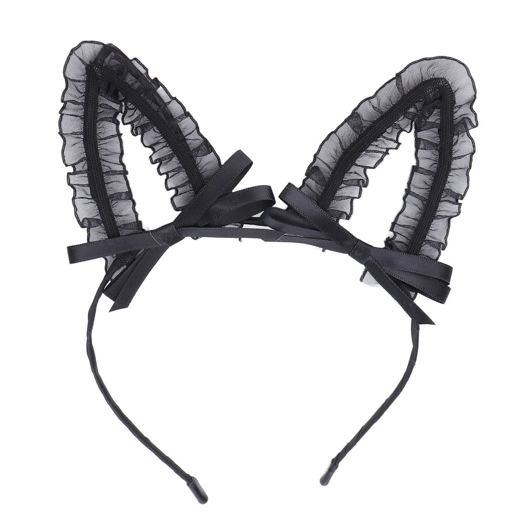 Lace Ear Headband Women Girls Cute Bowknot Decoration Halloween Cosplay Party Hairband