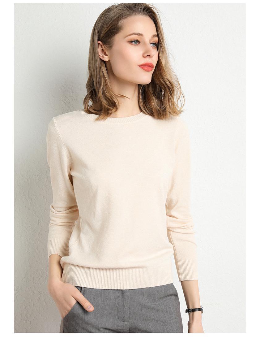 

Женский осенне-зимний вязаный свитер с круглым вырезом – модный, универсальный дизайн M