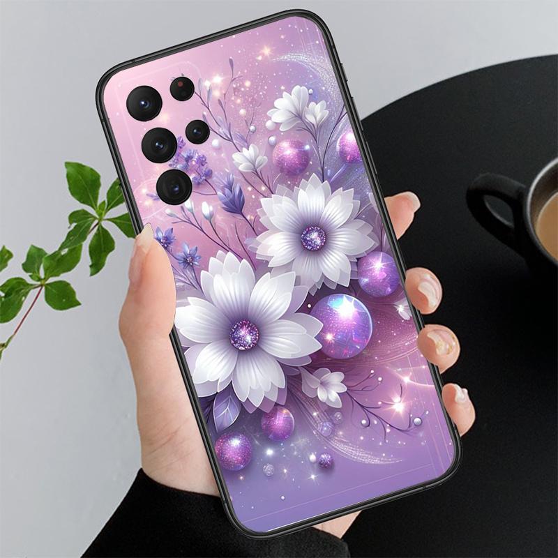 Purple Flower Phone Case For Samsung A35 A55 A54 A15 A25 A05s A05 A22 A24 A52 A33 A34 M34 M14 M54 M23