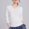 Tencel autumn new long-sleeved navy blue thin t-shirt top women's light and thin