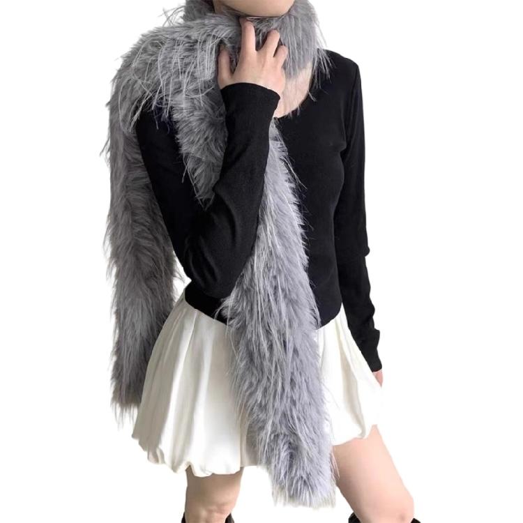 Long Plush Scarf Furry Neck Wrap Adult Girl Decorative Scarf Formal Dress Collar