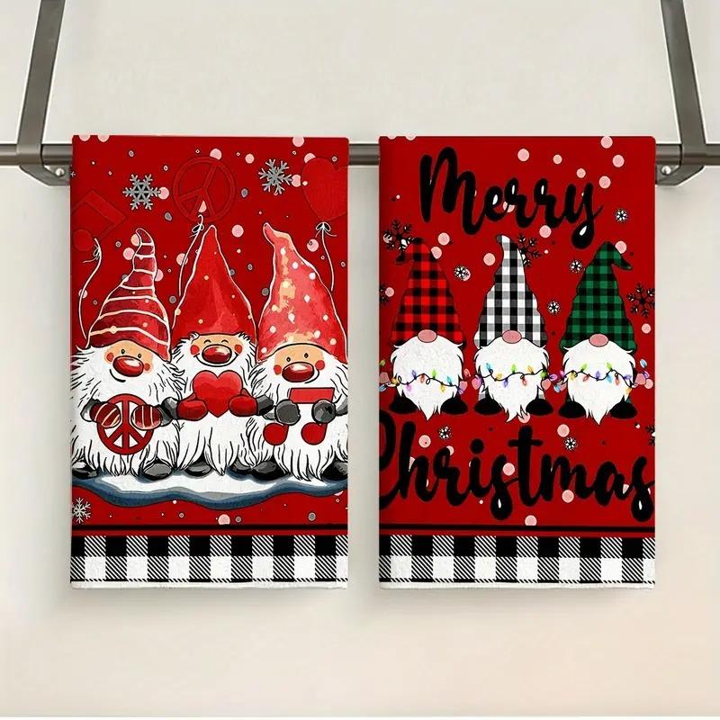 2PCS Christmas towel cloth, dish towel, cross-border microfiber Christmas printing, kitchen towel cloth, dish towel