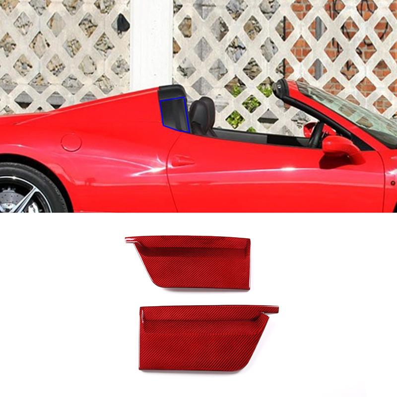 For Ferrari 458 2011-16 Red Real Carbon Fiber Car Gear Panel Glass Lift Switch Door Handle Cover Decoration Sticker Accessories