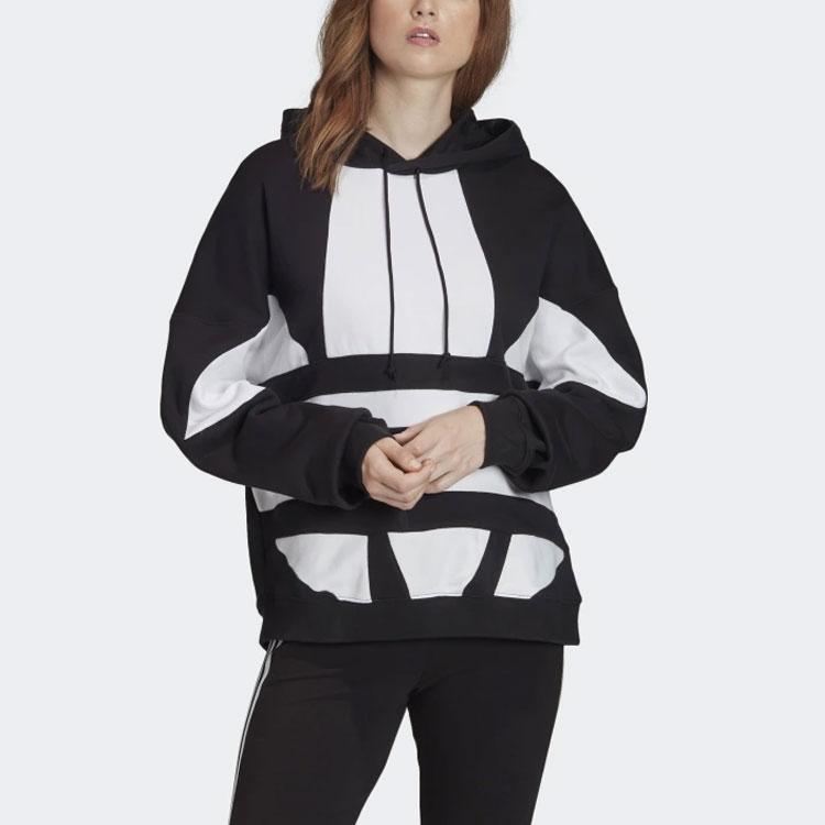 adidas Originals Trefoil Logo Womens Hoodie Large Logo American Style Sweatshirt Women Hoodies Black FS1308