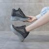 Fashion 8CM Air Mesh Synthetic Microfiber Chunky Sneakers Summer Women Shoes Platform Wedge Hidden Heels Sandals Leather Pumps Flats