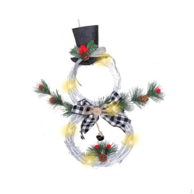 Weihnachtskranz mit Lichtern Tannenzapfen Wanddeko Hausfenster künstlicher Schneemann Form