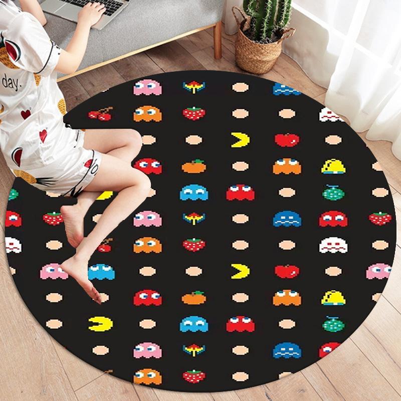 Pac-Man Round Area Rug,Carpet Rug for Living Room Bedroom Sofa Playroom Decor,Non-slip Floor Mat