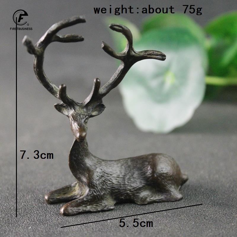 Античные Медные Настольные Маленькие Украшения Олень Винтажные Латунные Фигурки Животных Настольные Украшения Аксессуары Декор Дома Поделки