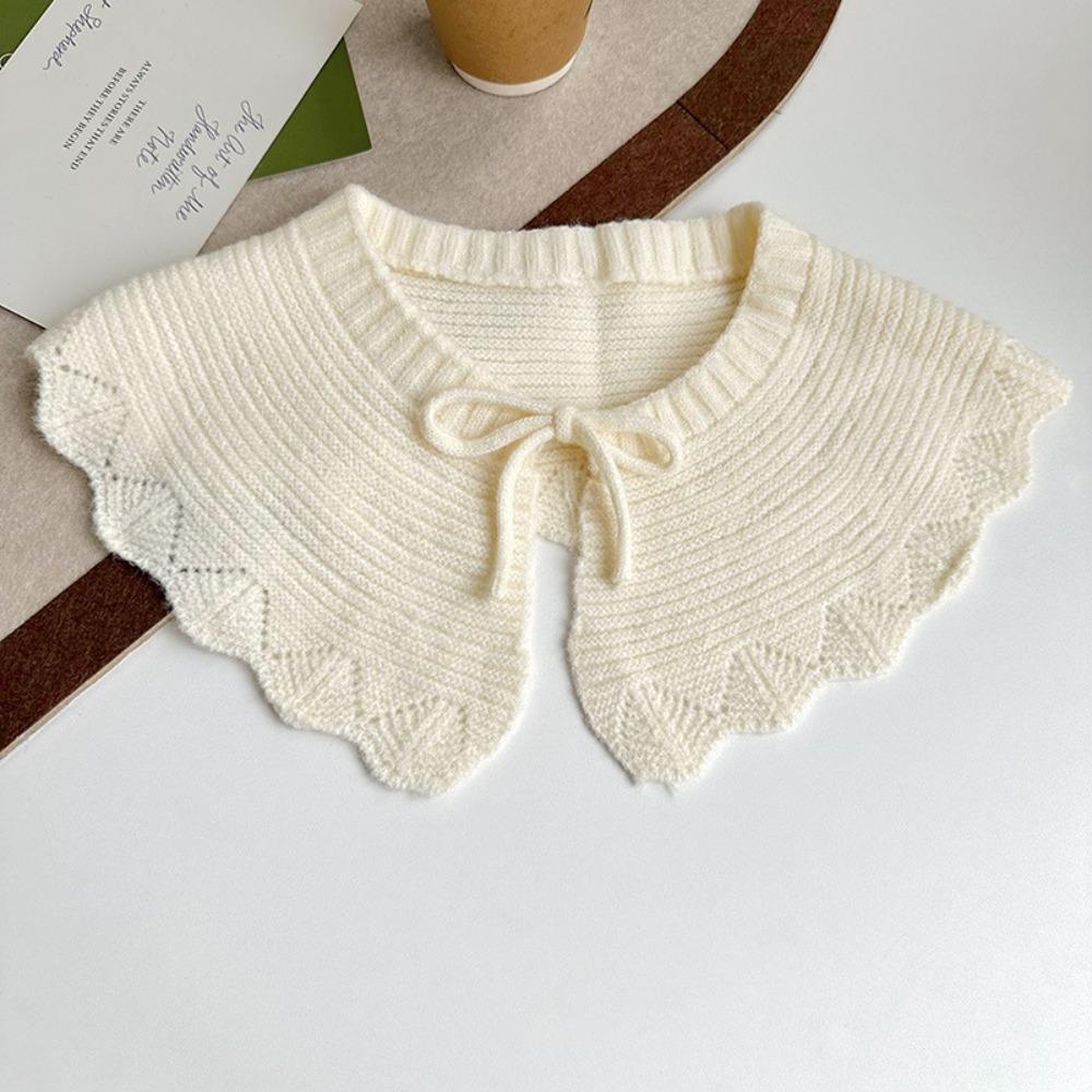 Solid Color Knitting Detachable Collar Laced Up False Collar Decoration Shirt Shawl Wrap