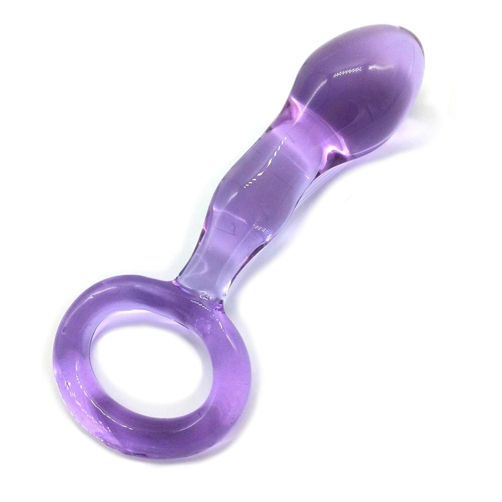 Purple Clear Glass Crystal Quantity Wand with Ring Plug