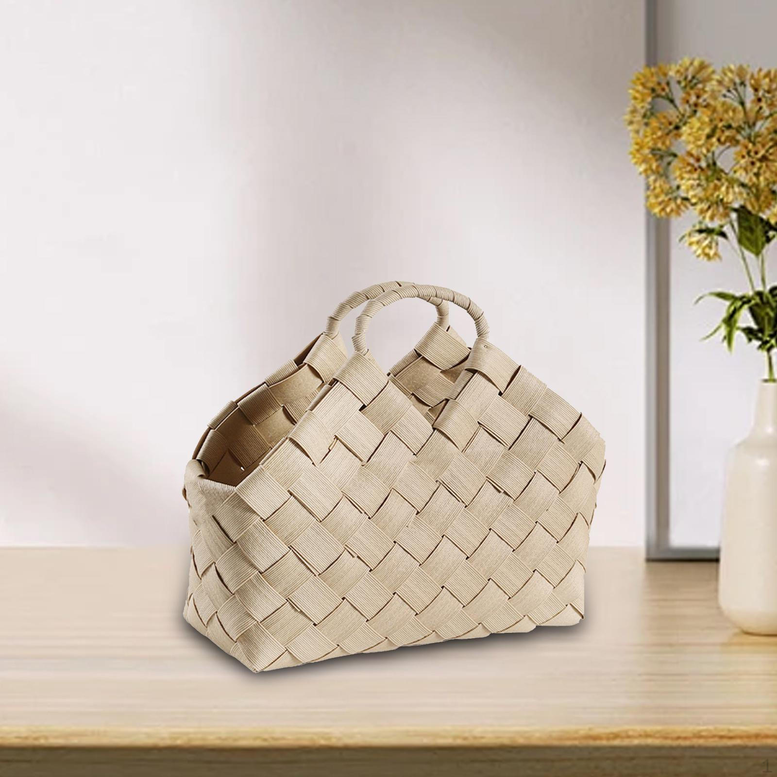 

Плетеная сумка-корзина для цветов, ручная работа, для украшения дома, для пикника, тоут для пляжа, кошелек S