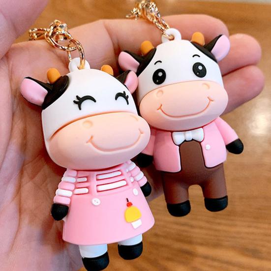 Breloc Papușă Vacă Desene Animat Geantă de școală Pandantiv Breloc pentru mașină Portar cheie pentru cuplu Cadou