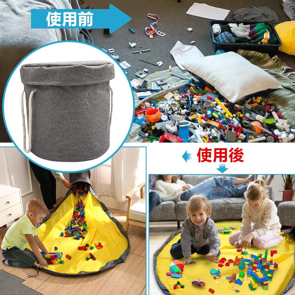 Samcos Toy Storage Bag, Kids Play Mat, Foldable, Large Capacity, 150cm Diameter, Storage Basket with Lid, Baby Shower Gift, Birthday Present, Easy