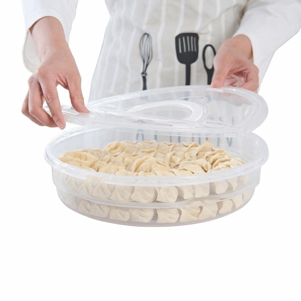Multilayer Food Storage Container Clear Round Dumpling Box Dumplings Organizer Freezing