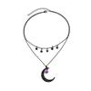Gothic Necklace Hollow Moon Star Pendant Neckchain for Women Fashionable Jewelry Gift For Parties and Festivals