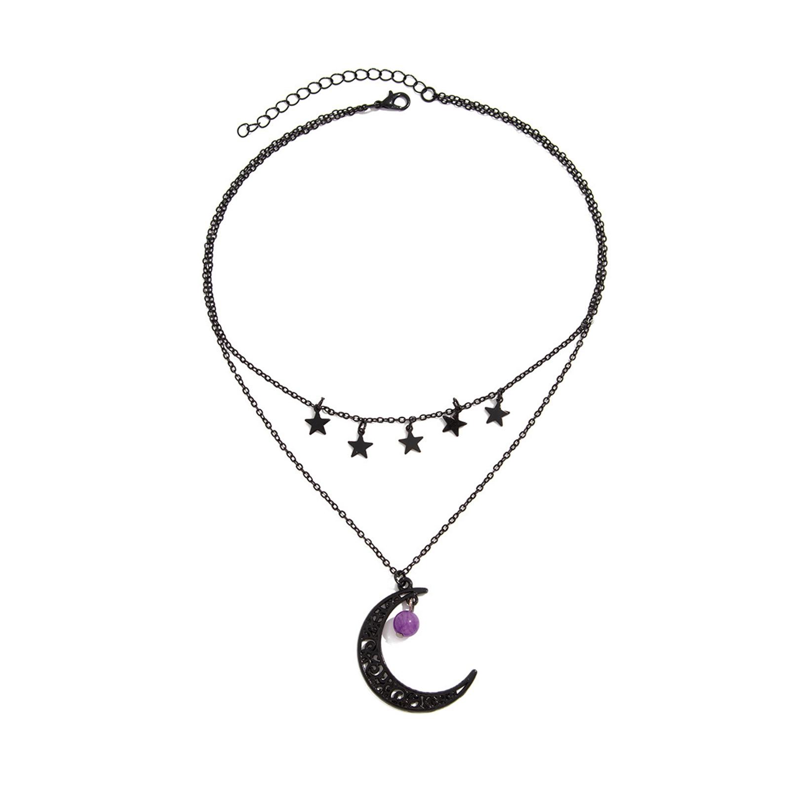 

Dark Aesthetic Neck Chain Crescent Moon Star Pendant Necklace Comfortable Layered Neck Jewelry for Trendy Outfits