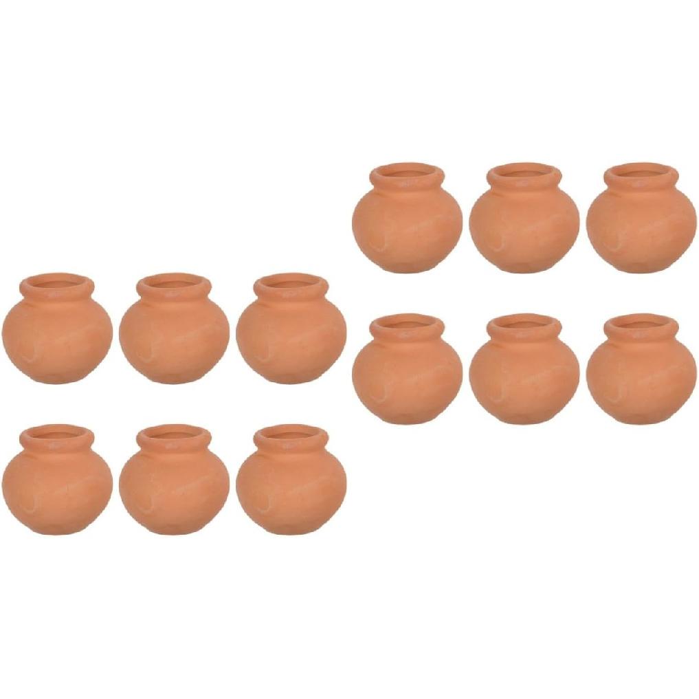 HANABASS 12 Pcs Mini Terracotta Pots 1.5 Inch Small Succulent Clay Pots for Plants Ideal for Home Decor, Craft Projects, and Party Favors, Desktop