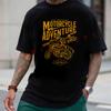 Motorcycle Adventure Graphic Design T-Shirt Cotton Men Summer Casual Short Sleeve Round Neck Te