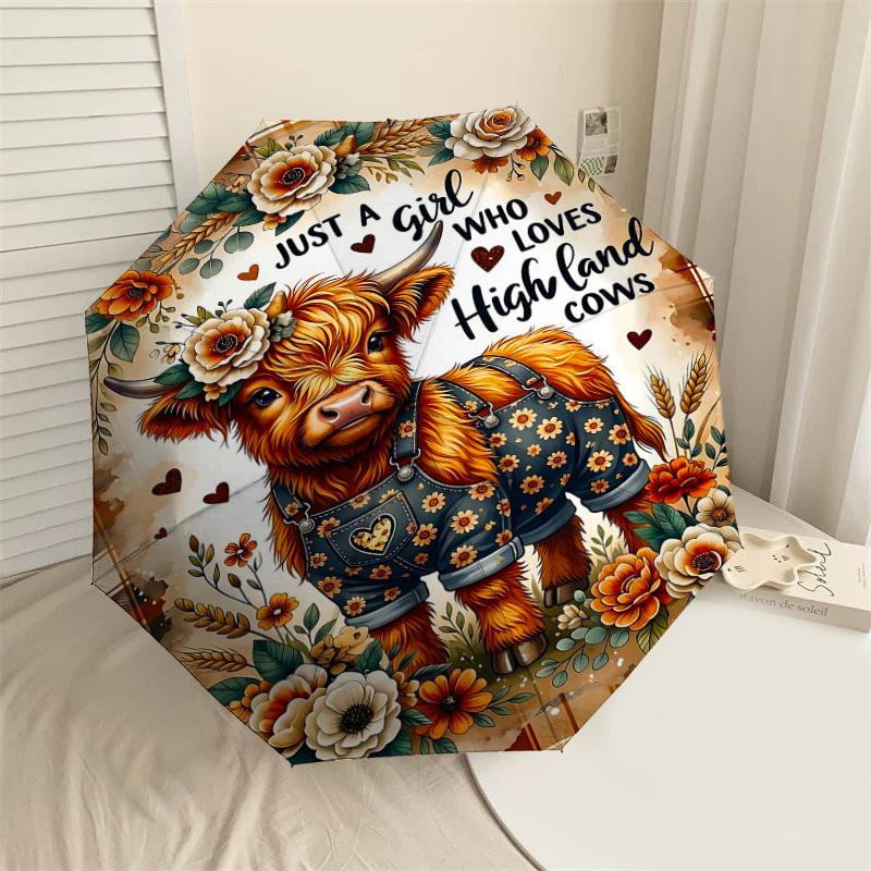 

1PC Highland Cows Umbrella-8-Rib Reinforced, Automatic Open, Lightweight & Durable, Fashion Accessory for Outdoor, H0341