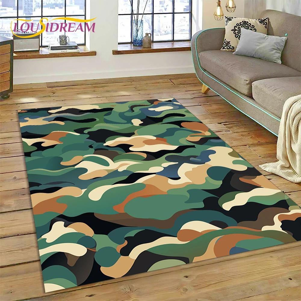 2025 Colorful Camo Green Camouflage Carpet Rug for Living Room Bedroom Home Sofa Decoration Play Area Rug Non-slip Floor Mat