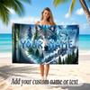 Wolf Theme Beach Towel Personalized Custom Name & Text Soft Quick Dry Beach Towel for Swimming Travel