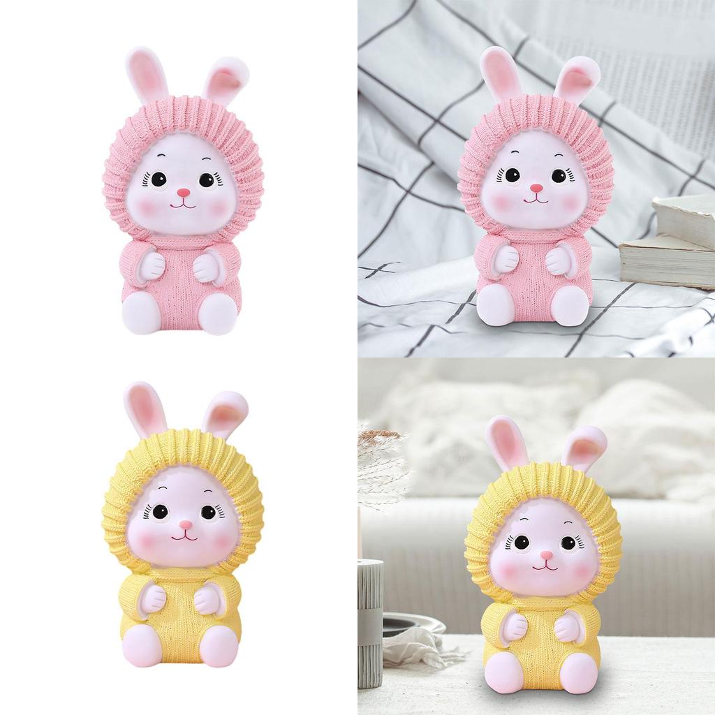 Rabbit Statue Piggy Bank Collection Saving Pot Animal Sculpture for Office Entrance Cabinet Centerpiece Desk Home Decoration