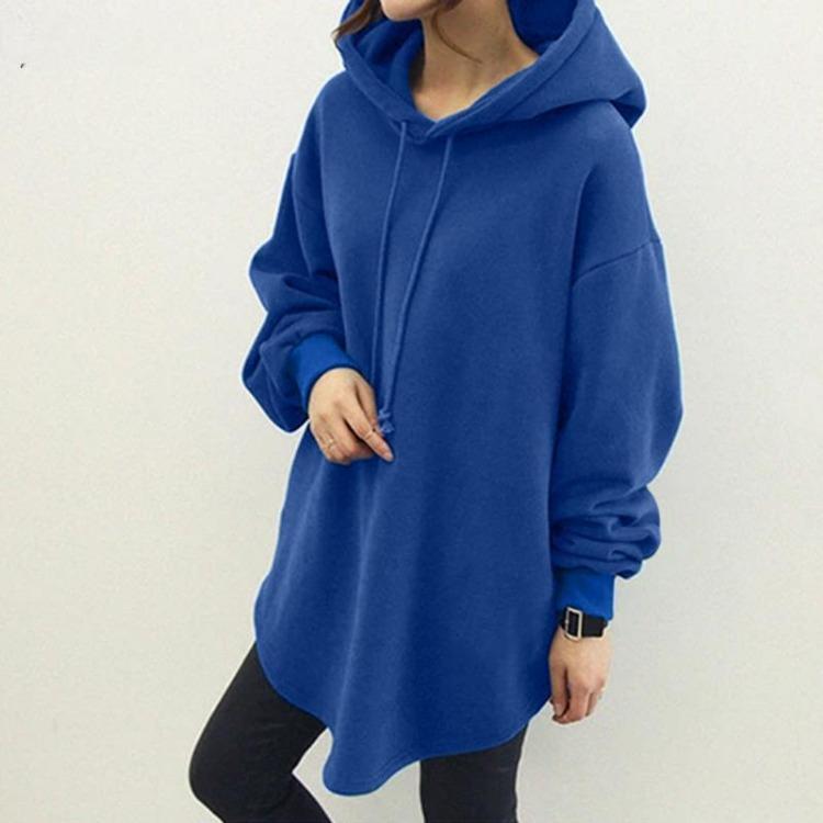 Autumn Winter Women Hoodies Long Sleeve Baggy Pullover Sweatshirt Hoody Tops S синий