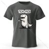T-shirt da uomo con stampa dinosauro Tea-Rex 100% cotone, Morbida e traspirante, Girocollo, Manica corta, Unisex, Stile divertente e stravagante
