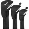 Golf Club Head Cover Long Neck Lightweight Dustproof Wear-resistant Compatible 440 460cc Driver Fairway Wood Utility Conversion Tag (black 3-piece Set