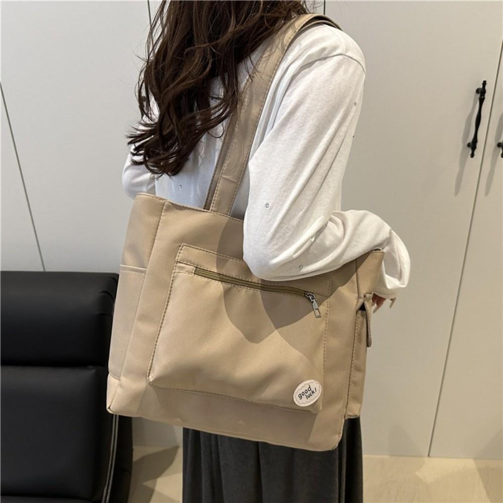 Light Weight Large Capacity Tote Bag Solid Color Student Handbag Trendy Women's Shoulder Bag  Girls