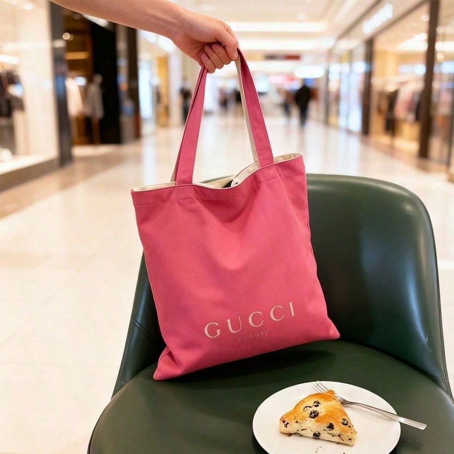 Women's Canvas Bag, Double-Sided Design, Rose Pink Or White, Dual-Purpose,Large Capacity, Fashionable, Elegant, For Daily Wear GUCCI-GIFT-39