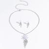 3PC Women's Fashion Water Diamond Claw Chain Flower Necklace Earring Set, Suitable for Wedding, Party, Festival Gifts