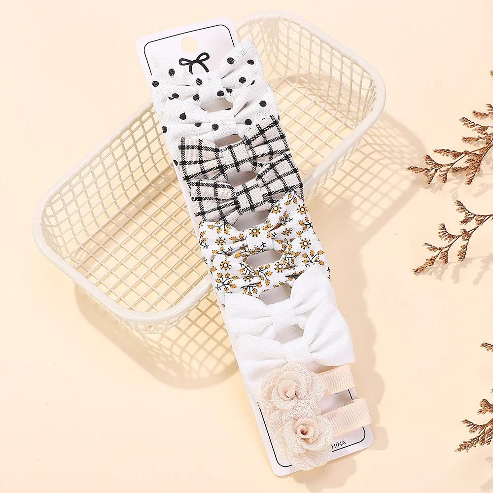 BABY SCHLEIFEN  Frühling10Stk/Set Handgefertigt Stoff Bedruckt Haarspange Boutique Mini Boutique Pony Schleife Haarspange Ins Gänseblümchen Haarklammern