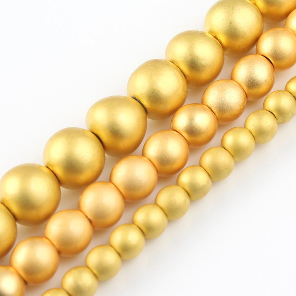 

Матовые гематитовые бусины из натурального камня, розовое золото, черные круглые минеральные бусины для изготовления ювелирных изделий, аксессуары для браслетов «сделай сам», 15 дюймов 6mm approx 61pcs