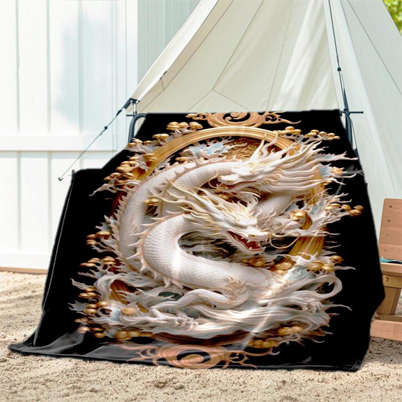 1pc dragon blanket, all season lightweight home office outdoor nap multifunctional blanket