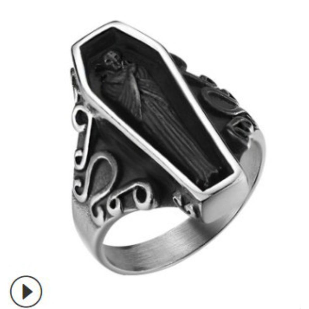 Skull Zombie Coffin Resin Ring for Men and Women Gothic Style Unisex Jewelry