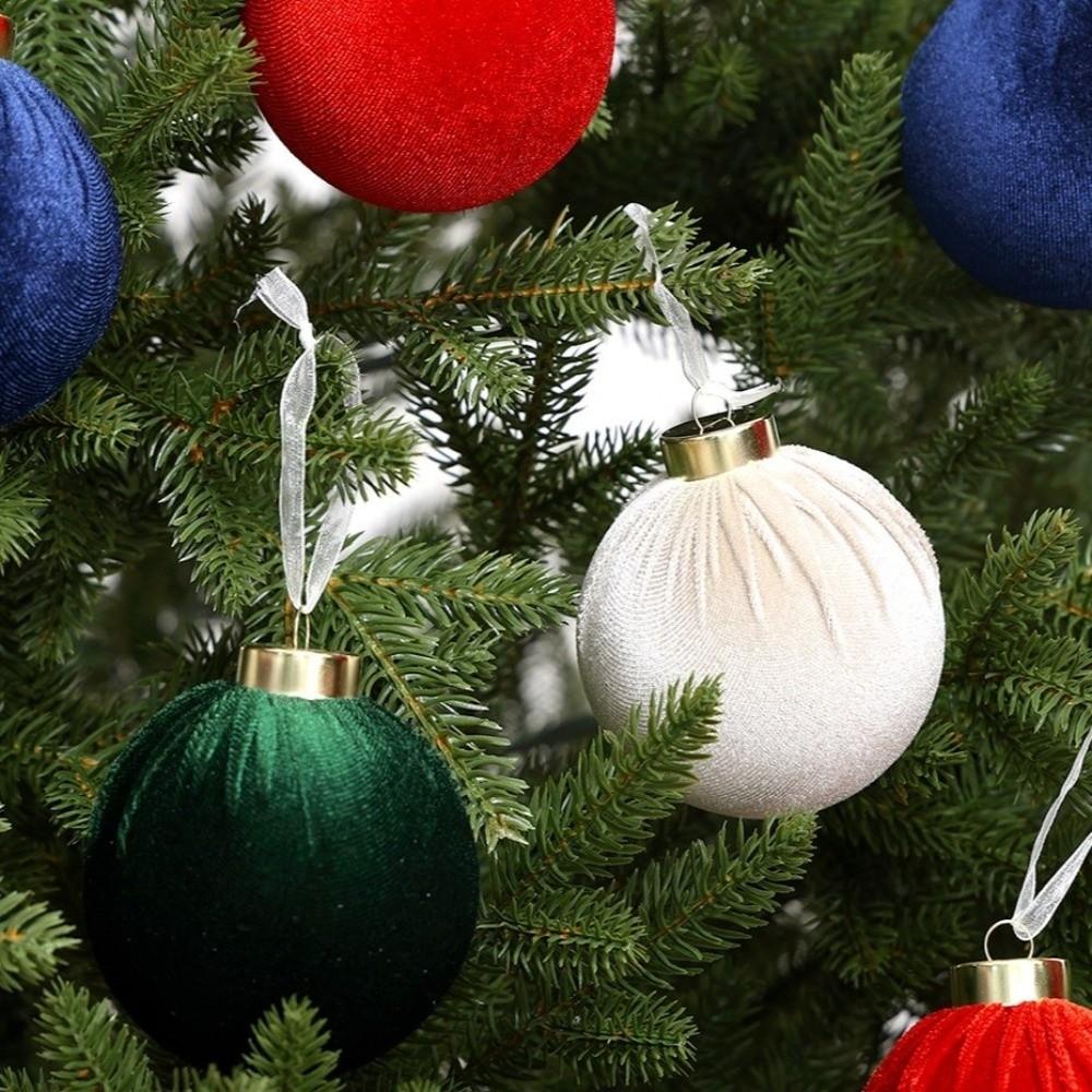 12pcs/SET 6cm Velvet Christmas Balls Set Velvet Plastic Christmas Flocking Balls Pendant Festival Red Green