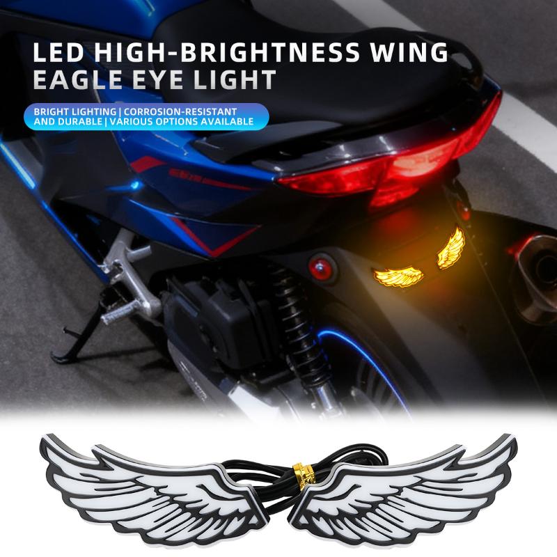 Motorcycle Led Wing Shape Eagle Eyes Light Rear Tail Lamp Decorative Light Creative Flashing Indicator Blinker Signal Light