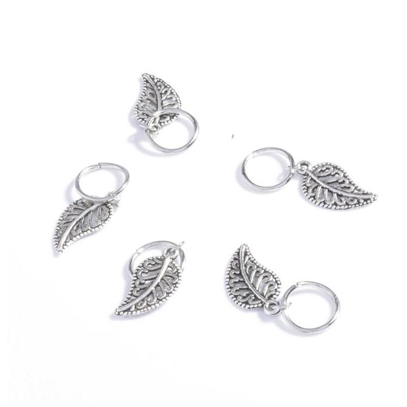 

5/10 шт./упак., разные стили, подвески для волос, коса, дреды, бусины, зажимы, манжеты, кольца, ювелирные изделия leaf 5pcs серебряный