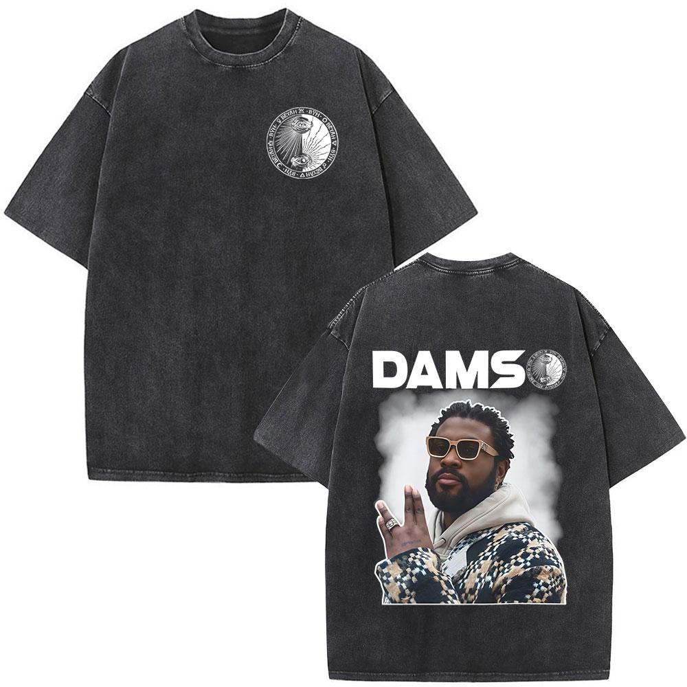 Vintage Spierane Koszulki Rapper Damso Beyah Tour 2026 Mężczyźni Kobiety Odzież Moda Hip Hop Krótki Rękaw Okrągły Dekolt Koszulki Streetwear