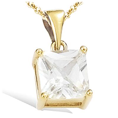 [G1070] - Gold Plated Pendant 'Essentiel' White Gold - 8x8 Mm