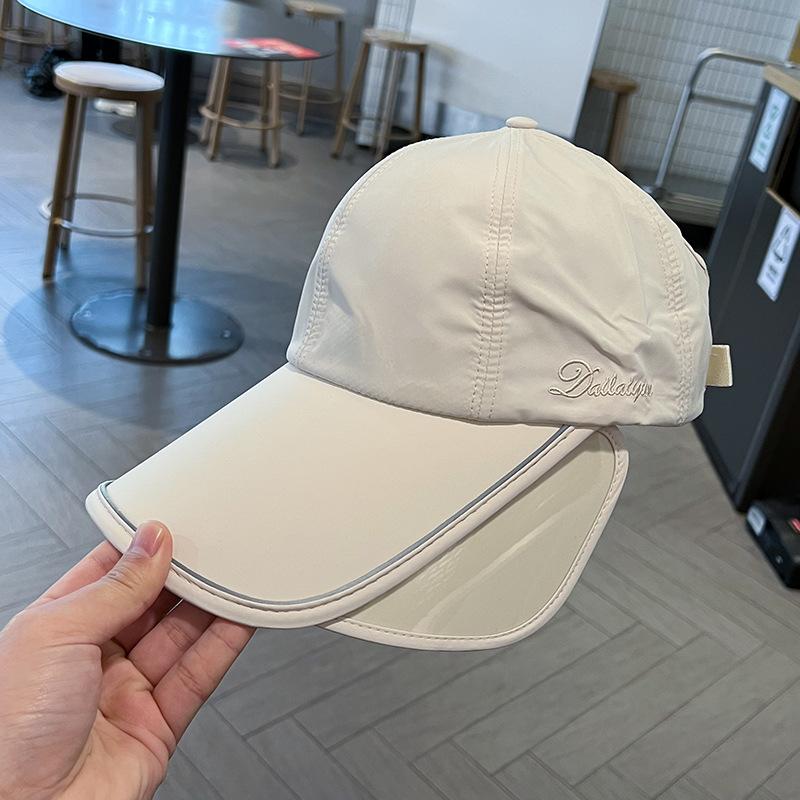 Sun protection baseball cap for women, summer thin, breathable, quick-drying, retractable, foldable, sun-shading cap with extended brim for men