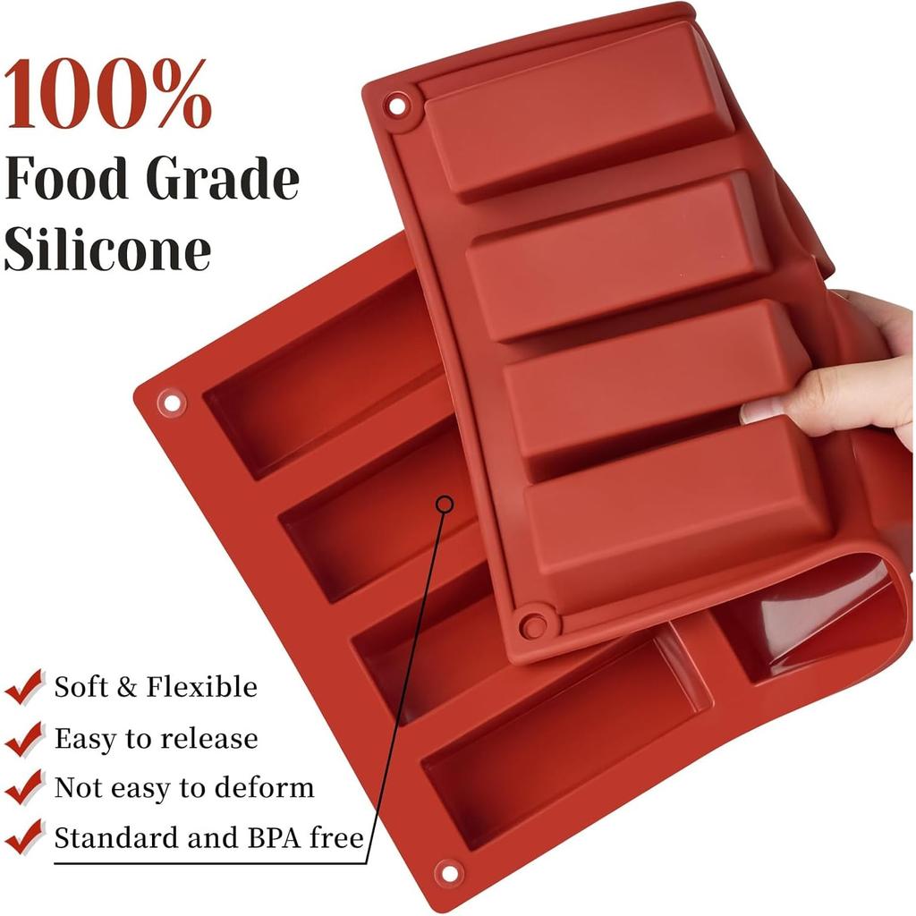 Set of 2 Silicone Granola Bar Molds – Non-Stick 12-Cavity Protein Bar Tray for Chocolate, Brownies, Cheesecake, Cornbread and More