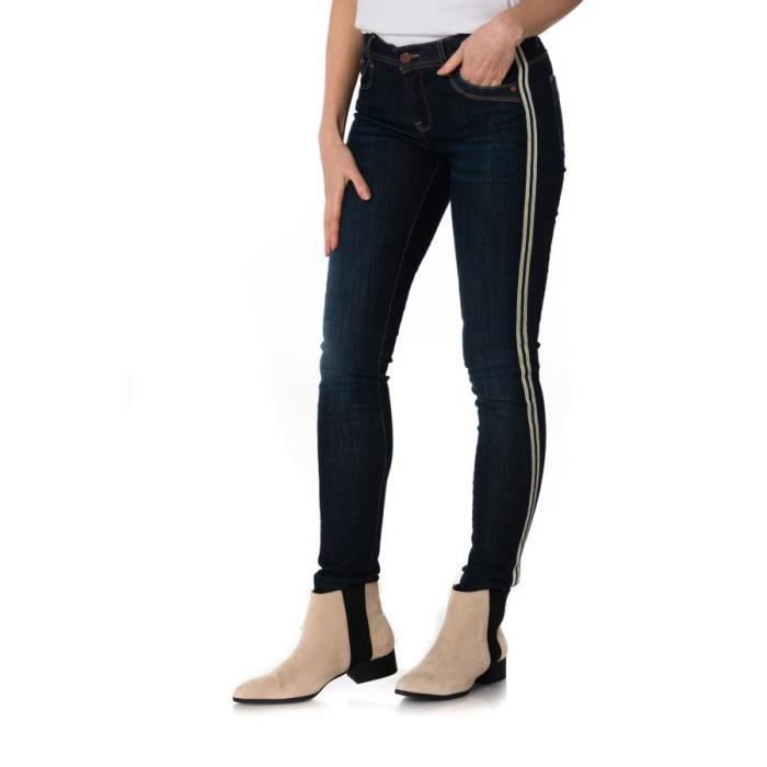 Dámské džíny - Kaporal - Satin Klass - Slim - Modré - Seprané s bočním pruhem