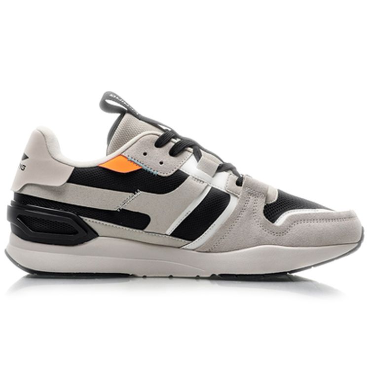 Li-Ning Shock Absorbing Non-Slip Wear-Resistant Low-Top Running Shoes Men sneakers Cloud-Rain-Gray AGCP221-4
