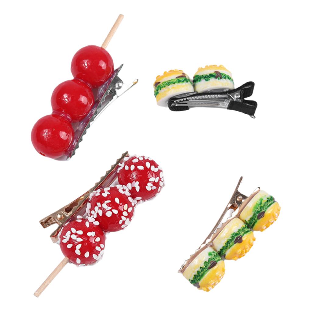 Realistic Bingtanghulu/Burger Hair Clip Funny Food Play Hair Pin for Girl Creative Hair Barrettes Side Hair Styling Clip