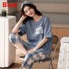 Women's Cute Cartoon Print Pajamas Set 2PCS Plus Size Sleepwear Short Sleeve Shorts Fashion Casual Home Comfort Femme