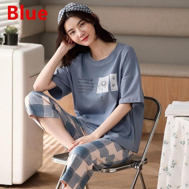 Women's Cute Cartoon Print Pajamas Set 2PCS Plus Size Sleepwear Short Sleeve Shorts Fashion Casual Home Comfort Femme