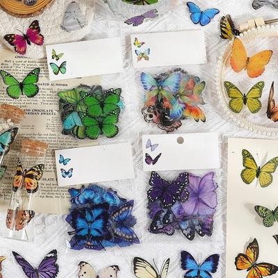 1SET/40PCS PET Butterfly Sticker DIY Hand Tent Goo Card Decorative Material Children's Cartoon Water Cup Sticker Hand Tent Landscaping Sticker